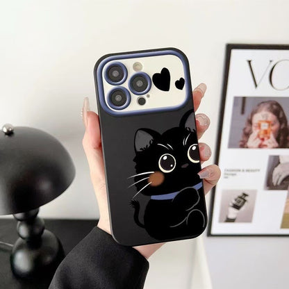 Heart-shaped black cat Apple phone case
