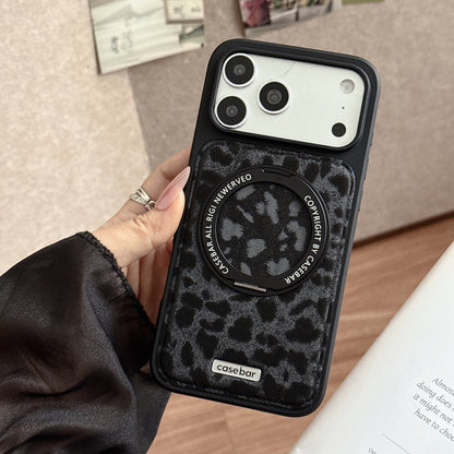 Pearl leopard print stand Apple phone case