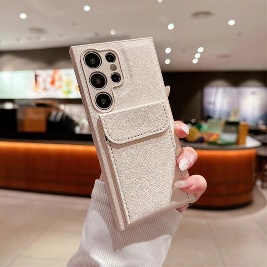 Lychee-patterned card holder stand Samsung phone case