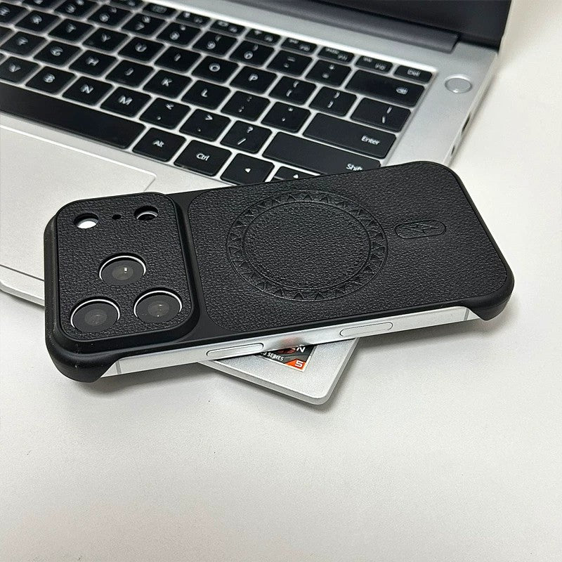 Lychee-patterned frameless magnetic Apple phone case