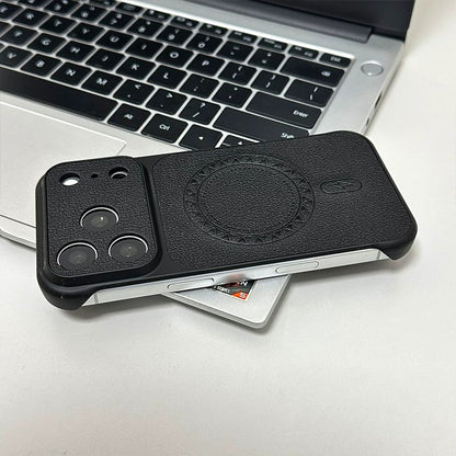 Lychee-patterned frameless magnetic Apple phone case