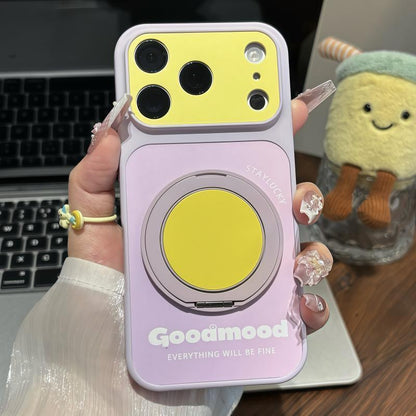 Candy-colored rotating round mirror stand Apple phone case
