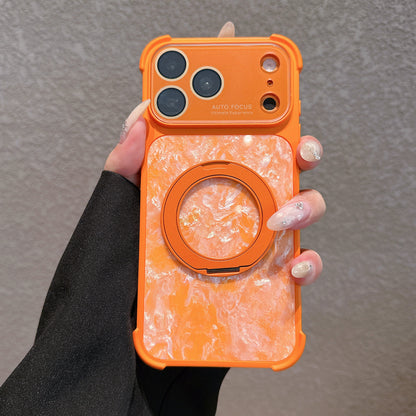 Shell-patterned rotating stand magnetic Apple phone case