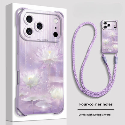 Lucky Lotus Four-Corner Lanyard Apple Phone Case