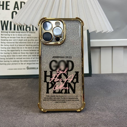 Glitter electroplated artistic text Apple phone case