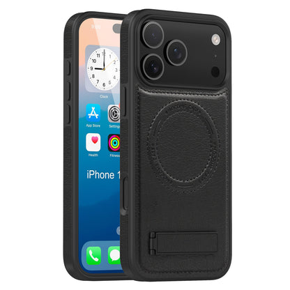 Leather magnetic stand crystal shield Apple phone case