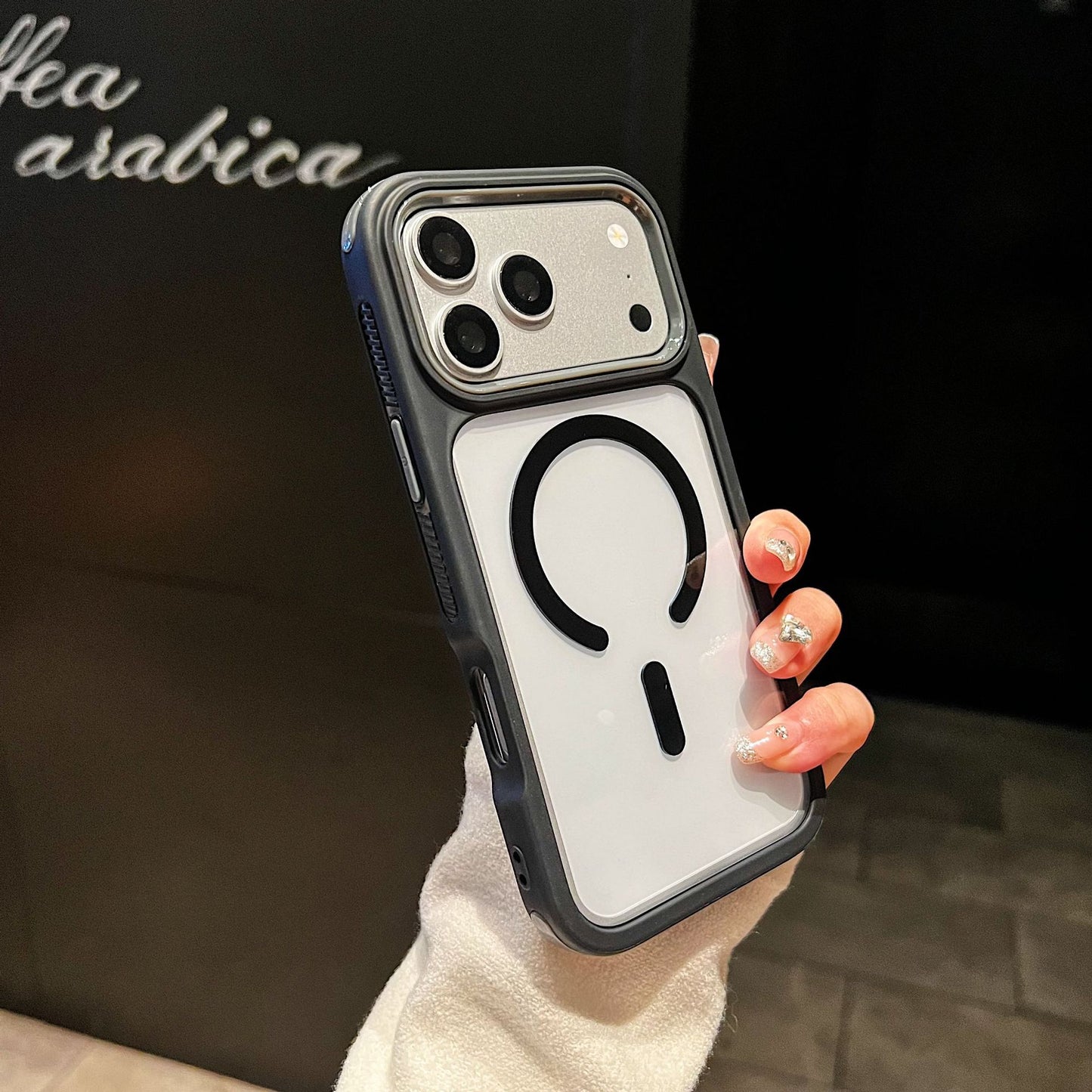 High-transparency magnetic color-blocking 3-in-1 Apple phone case