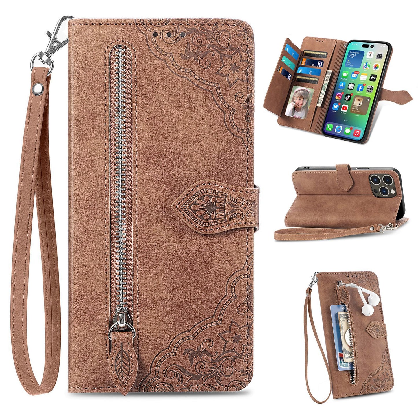 Flip-style leather Apple phone case