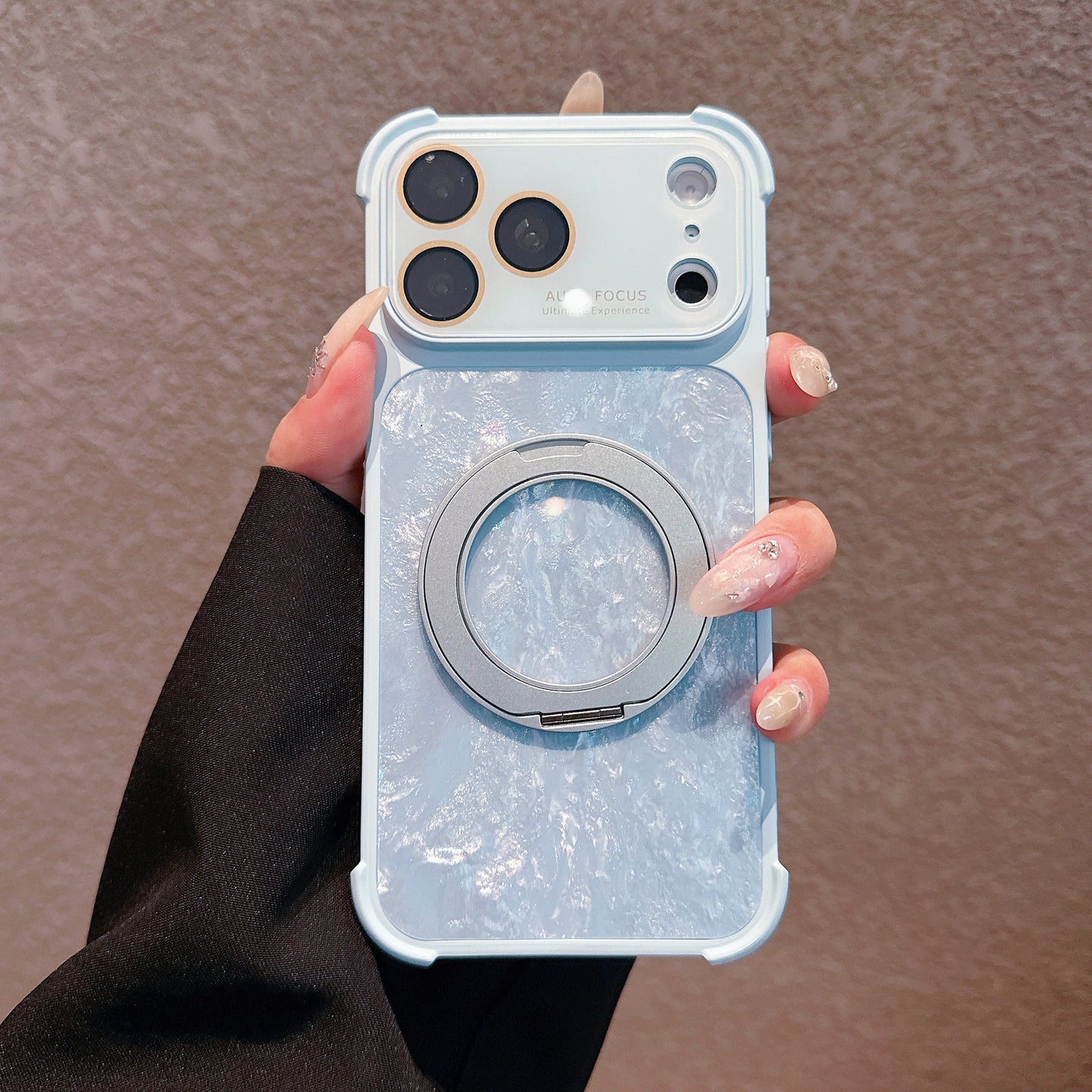 Shell-patterned rotating stand magnetic Apple phone case