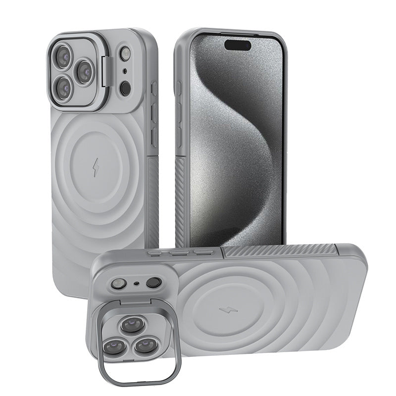 Full-coverage invisible bracket corrugated Apple phone case