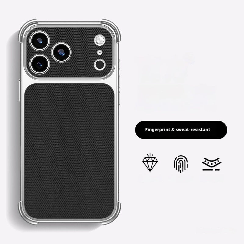 Metallic Paint Triangular Pattern Four-Corner Drop-Proof Apple Phone Case
