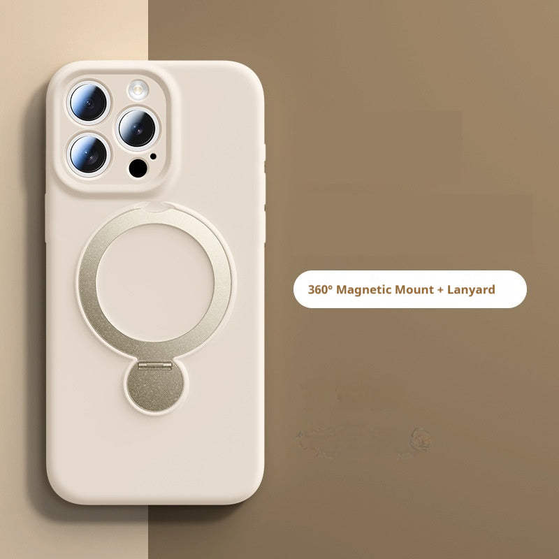 Liquid silicone pivot rotating stand magnetic Apple phone case