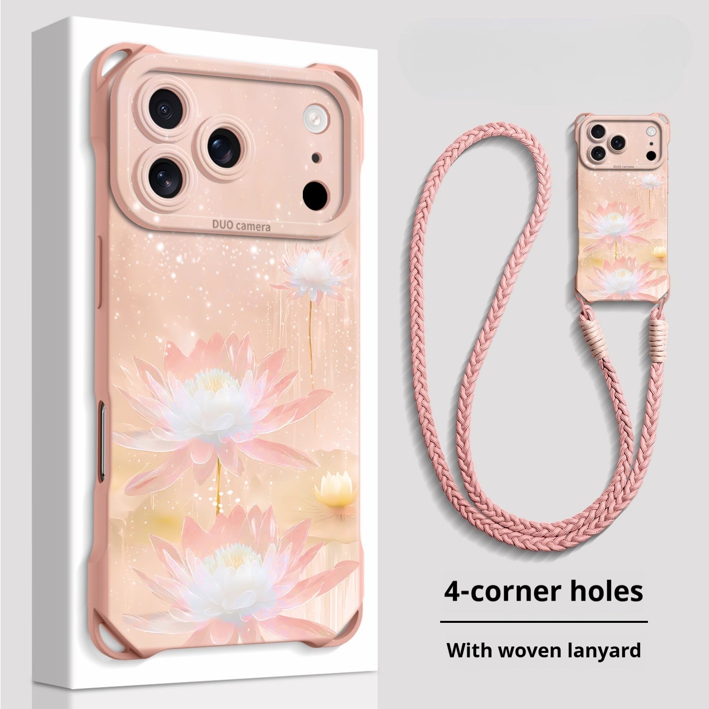 Lucky Lotus Four-Corner Lanyard Apple Phone Case