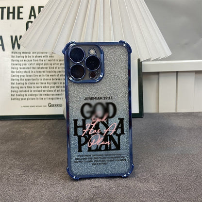 Glitter electroplated artistic text Apple phone case
