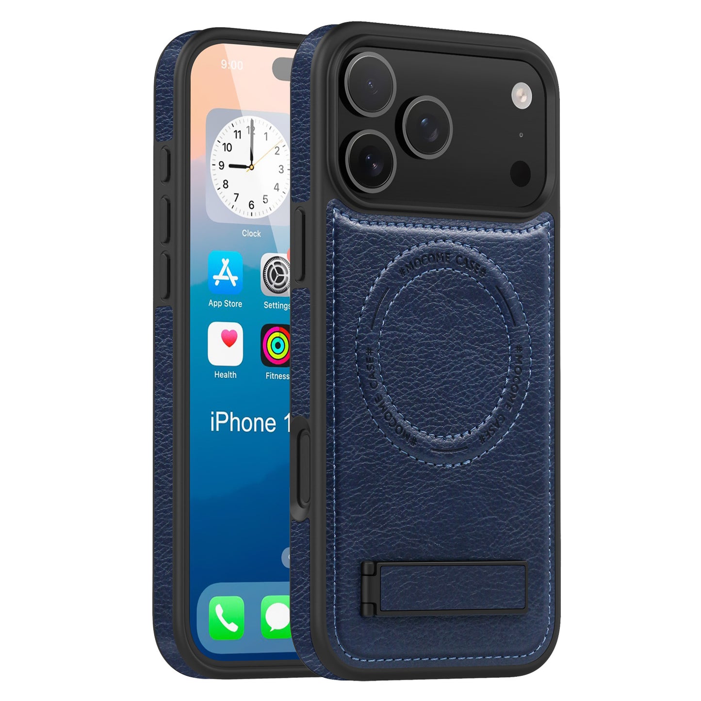 Leather magnetic stand crystal shield Apple phone case