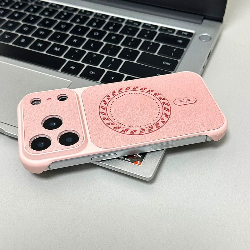Lychee-patterned frameless magnetic Apple phone case
