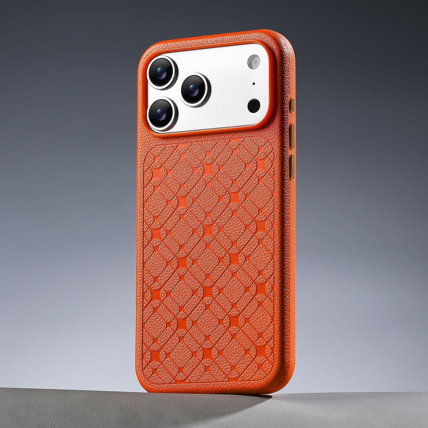 Leather Lychee Texture Starry Apple Phone Case