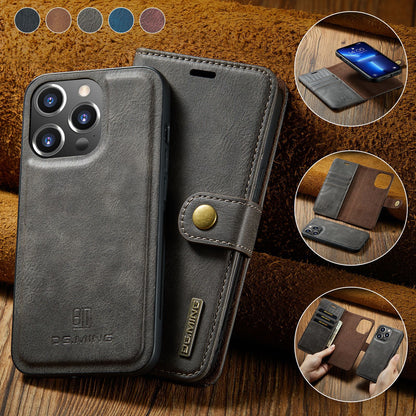 2-in-1 wallet with strong magnetic detachable leather Apple phone case