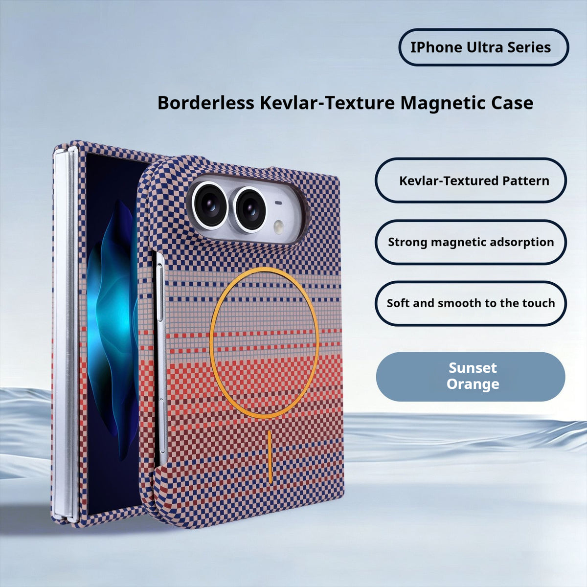 Frameless carbon fiber textured magnetic Apple phone case