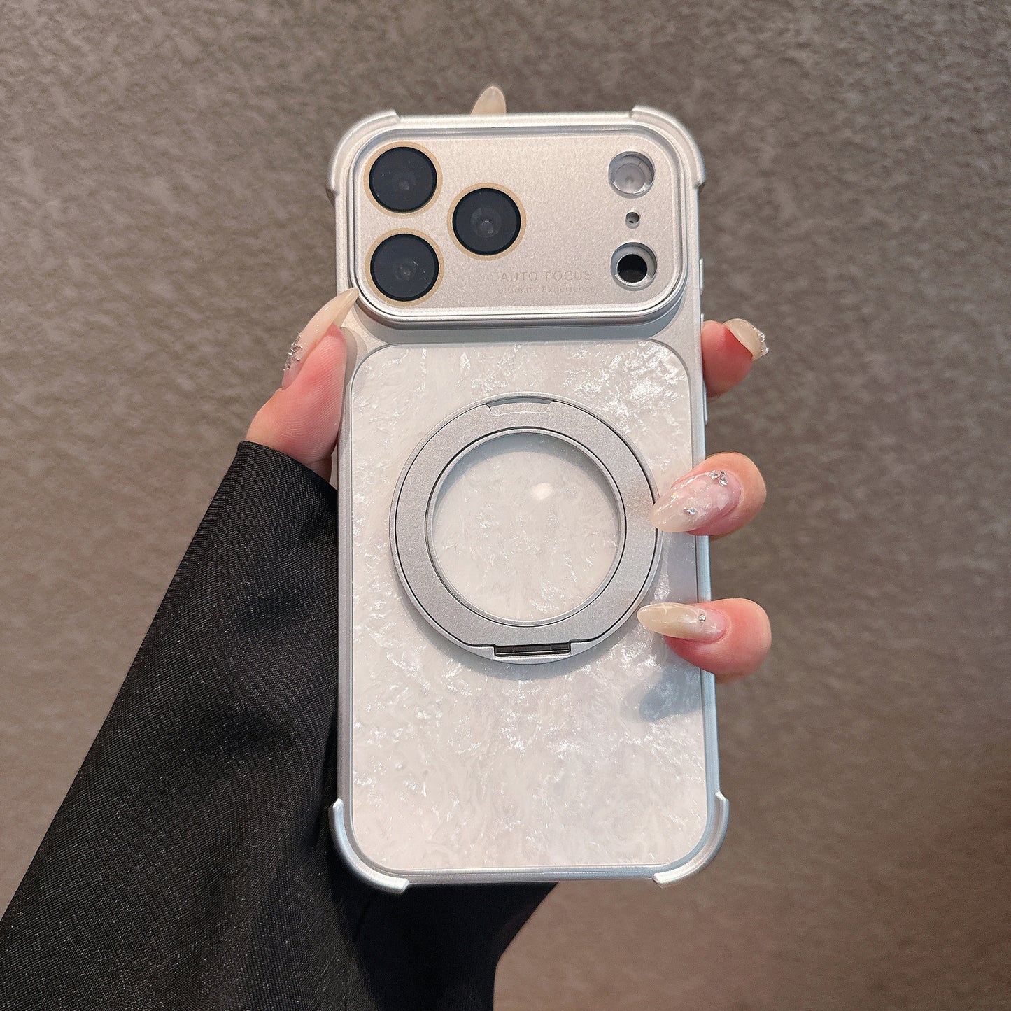 Shell-patterned rotating stand magnetic Apple phone case