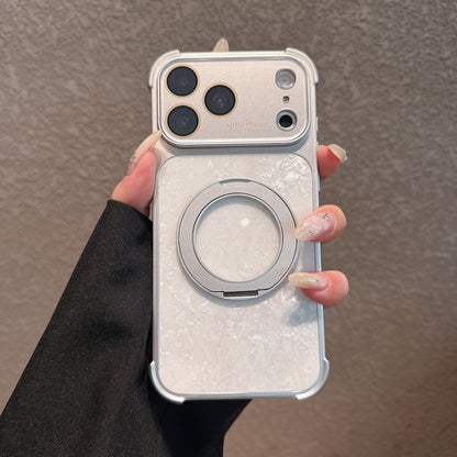 Shell-patterned rotating stand magnetic Apple phone case