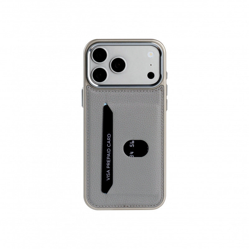 Leather lychee texture card holder Apple phone case