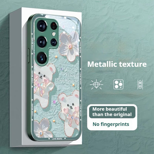 Glass oil painting bear Samsung phone case