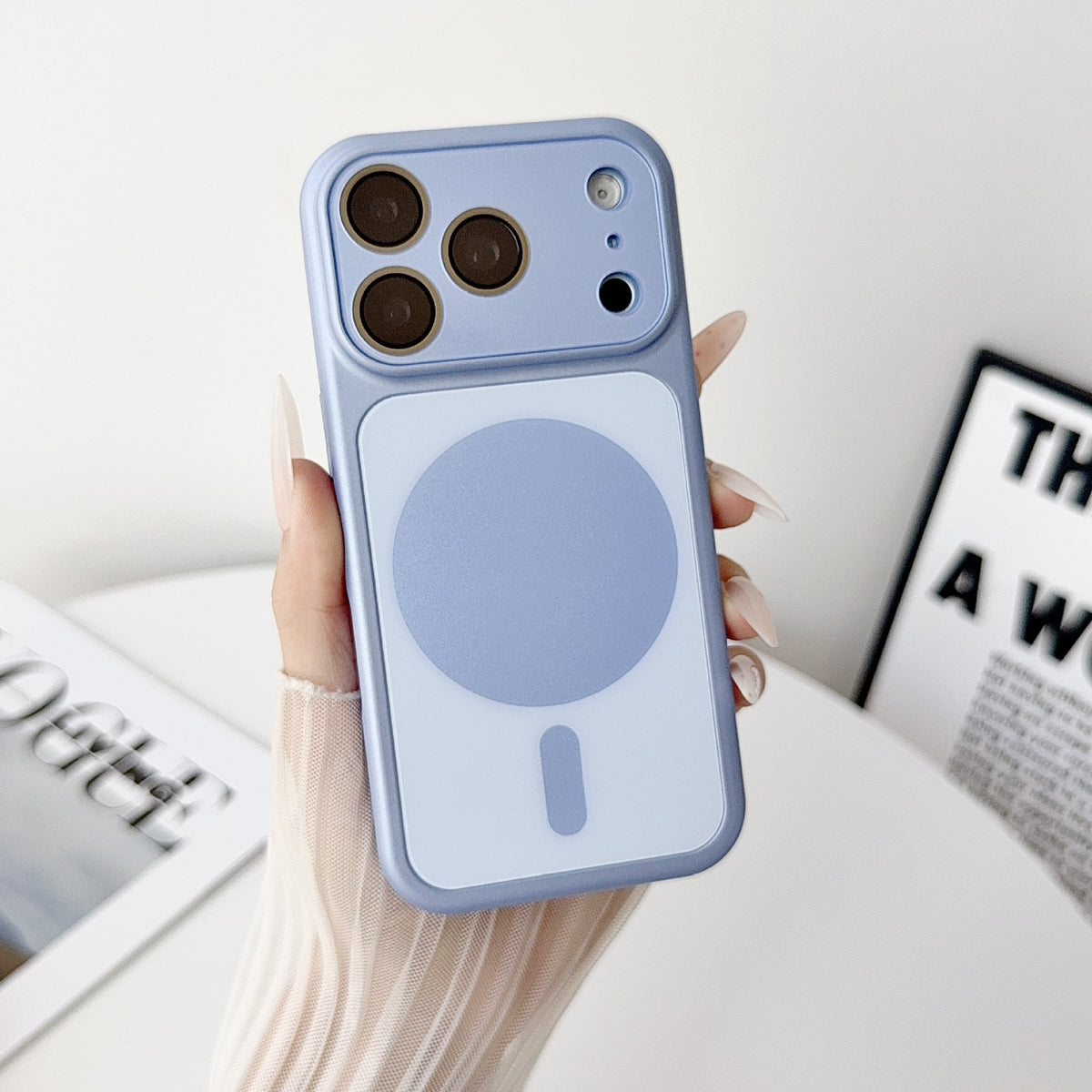 Frosted anti-drop magnetic ring large window Apple phone case