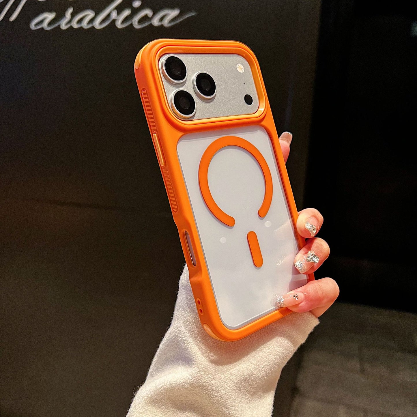 High-transparency magnetic color-blocking 3-in-1 Apple phone case
