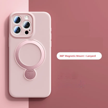 Liquid silicone pivot rotating stand magnetic Apple phone case