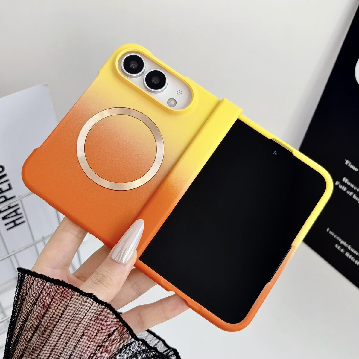 Gradient color shockproof magnetic Apple phone case