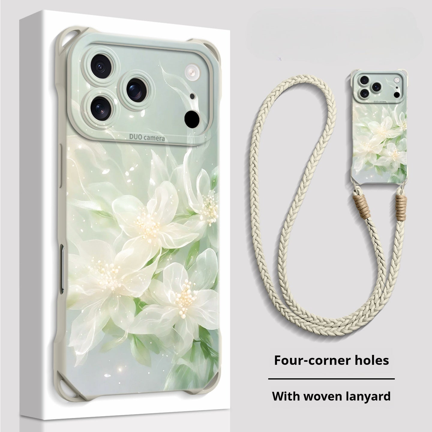 Lucky Lotus Four-Corner Lanyard Apple Phone Case