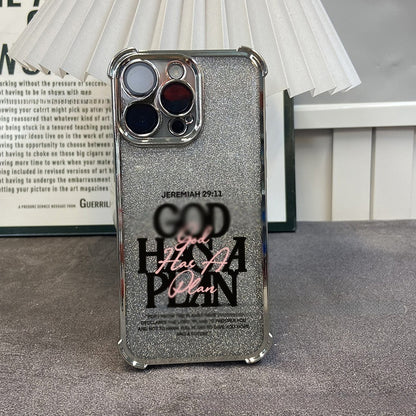 Glitter electroplated artistic text Apple phone case