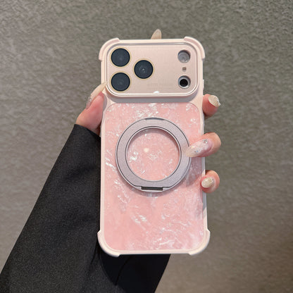 Shell-patterned rotating stand magnetic Apple phone case
