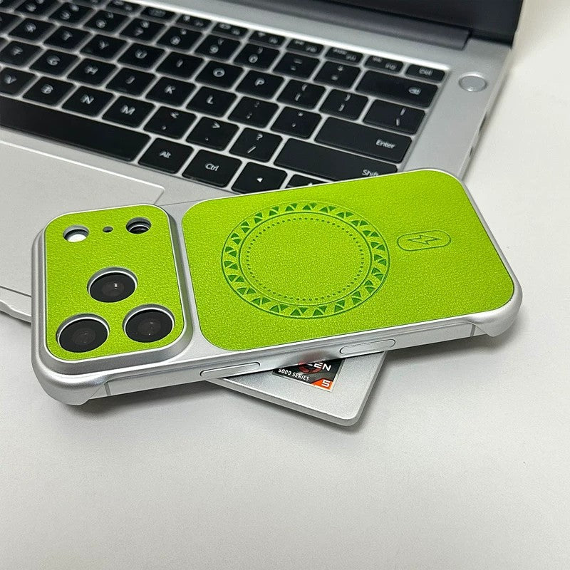 Lychee-patterned frameless magnetic Apple phone case