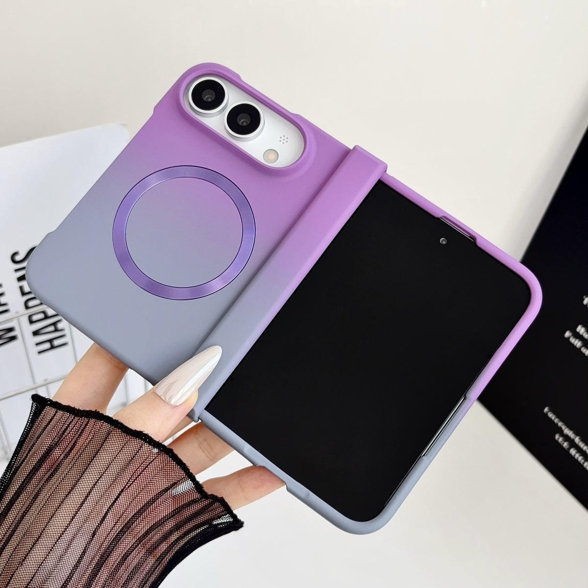 Gradient color shockproof magnetic Apple phone case
