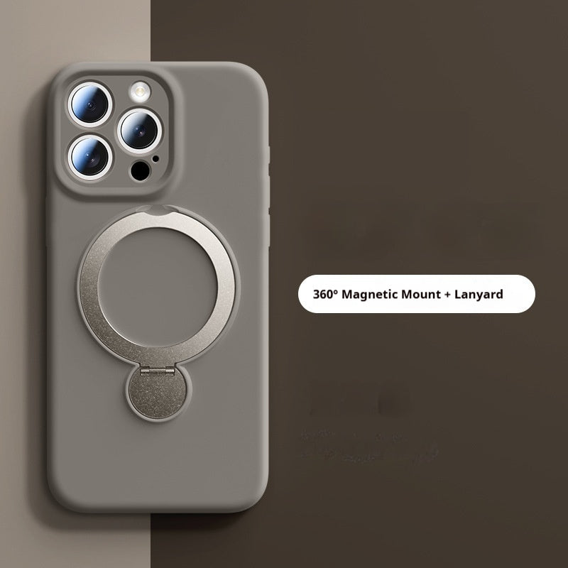 Liquid silicone pivot rotating stand magnetic Apple phone case