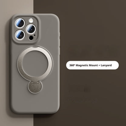 Liquid silicone pivot rotating stand magnetic Apple phone case