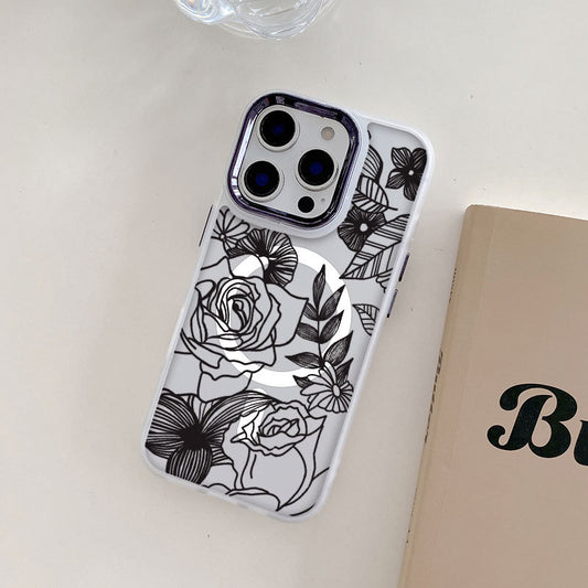 Drop-proof support line protective case magnetic Apple phone case