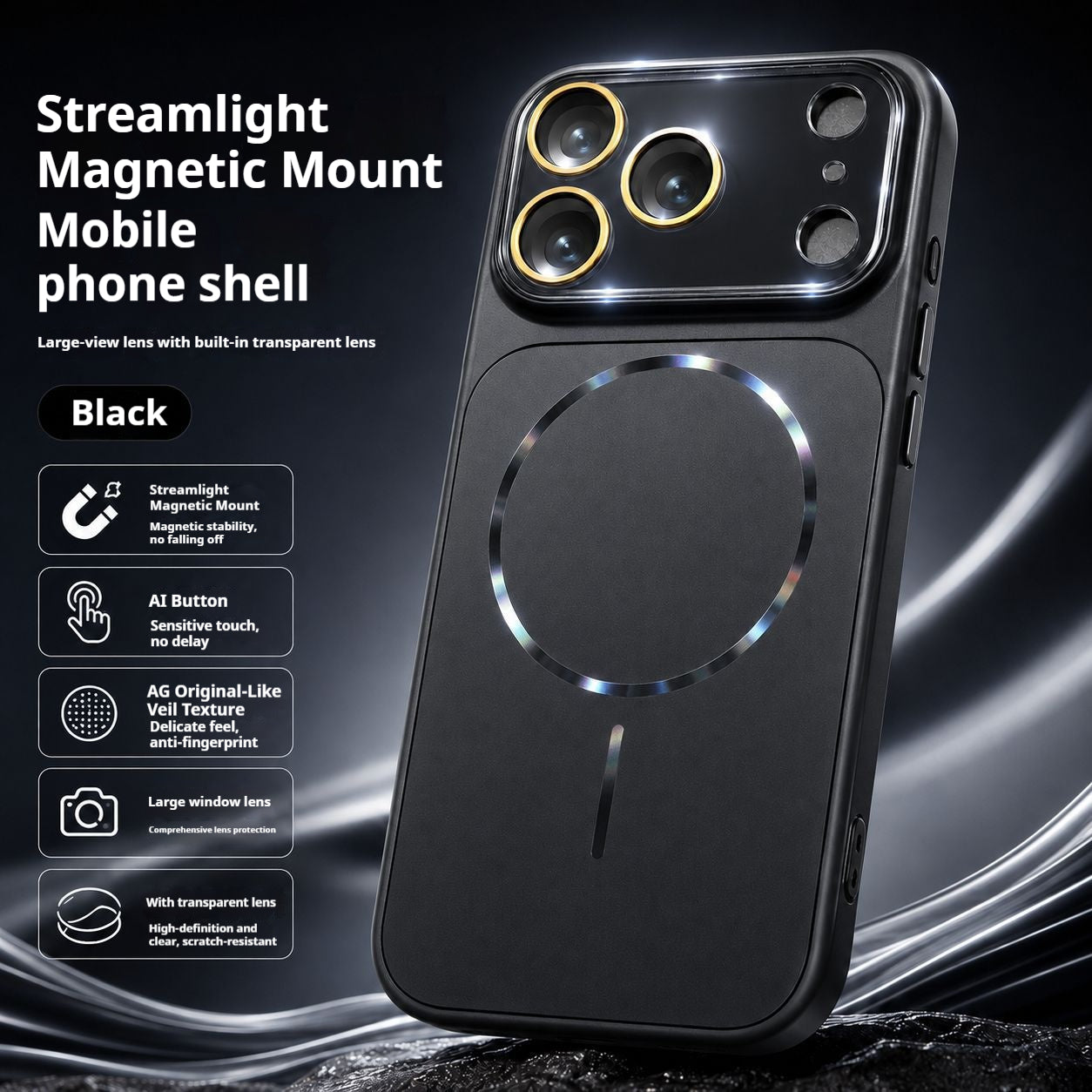 Flowing Light Magnetic Large Window Apple Phone Case