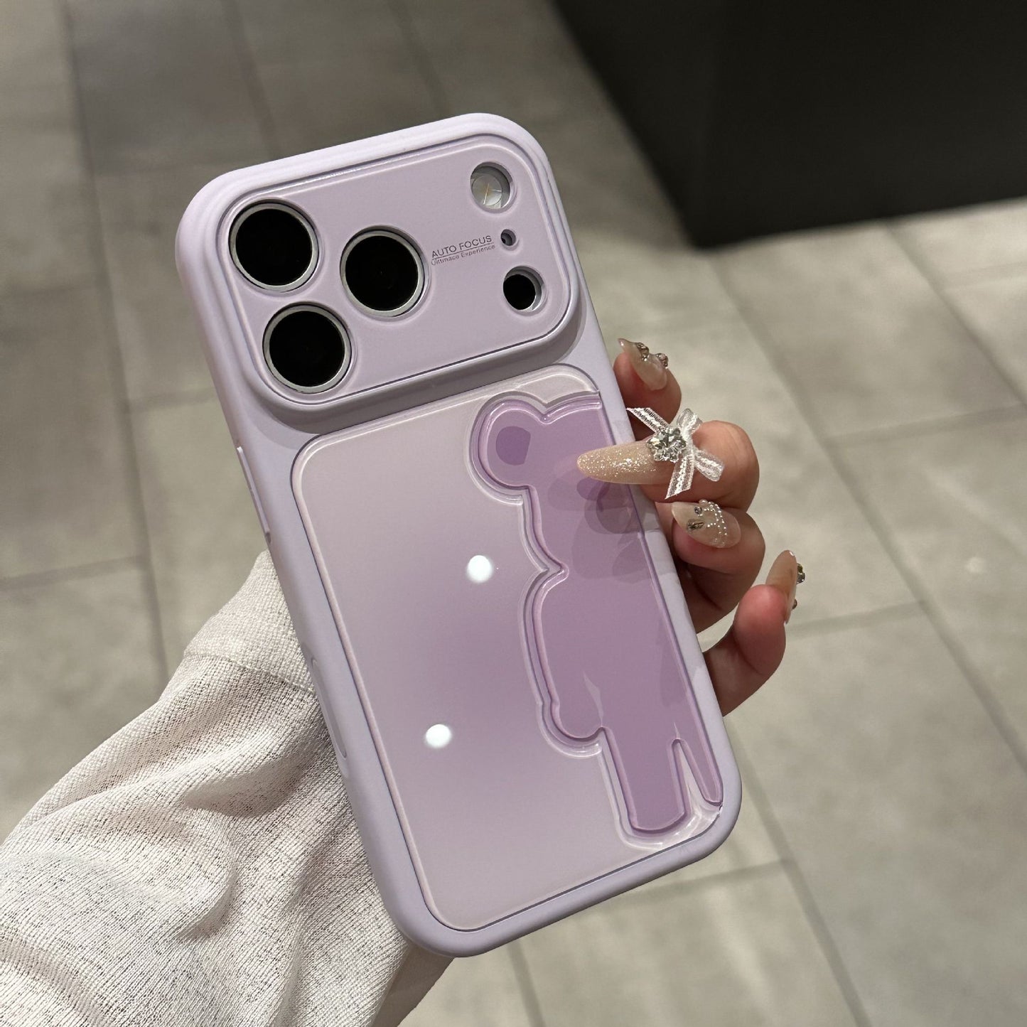 Gradient 3D Bear Apple Phone Case