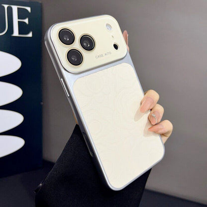 Camellia-patterned leather-textured large-window Apple phone case