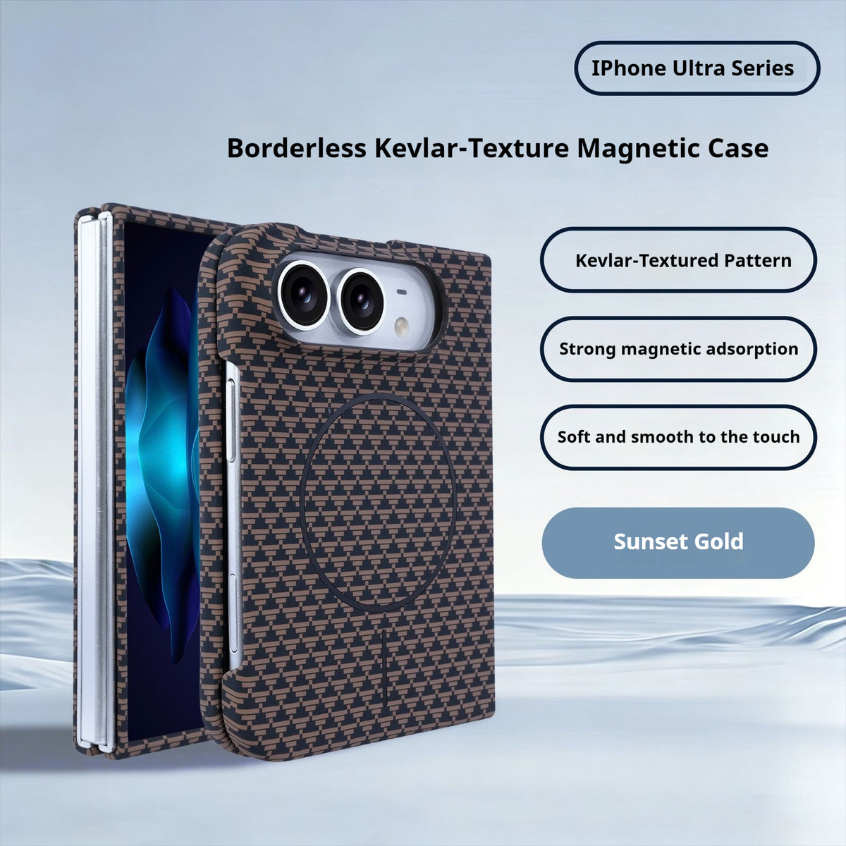 Frameless carbon fiber textured magnetic Apple phone case