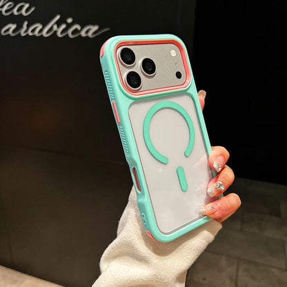 High-transparency magnetic color-blocking 3-in-1 Apple phone case