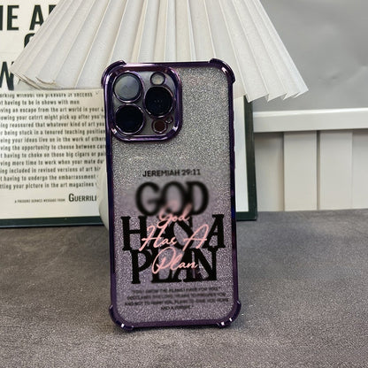 Glitter electroplated artistic text Apple phone case