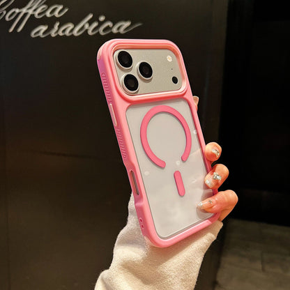 High-transparency magnetic color-blocking 3-in-1 Apple phone case