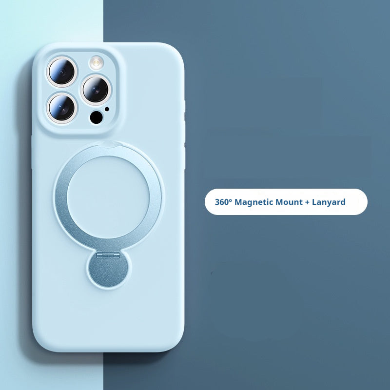 Liquid silicone pivot rotating stand magnetic Apple phone case