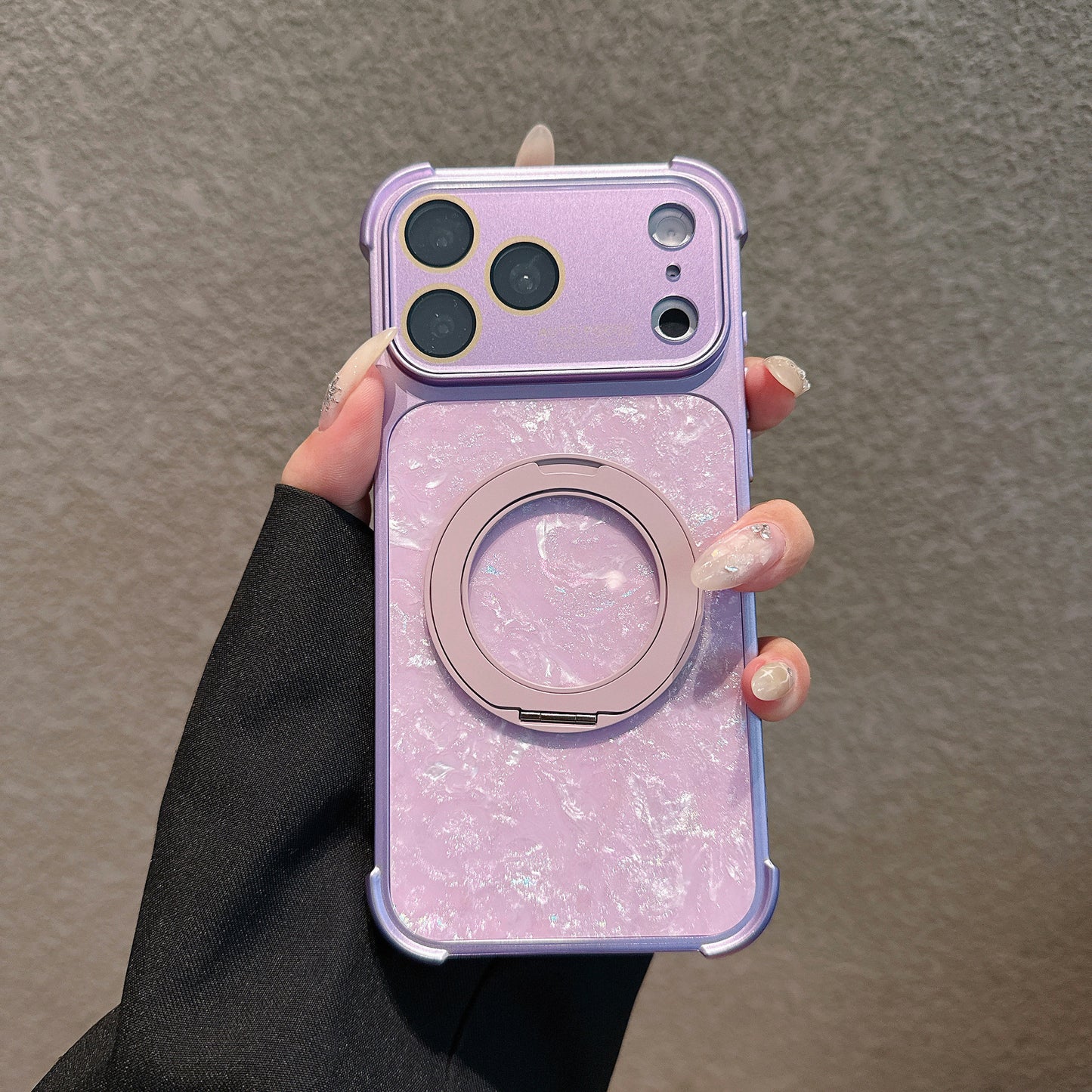 Shell-patterned rotating stand magnetic Apple phone case