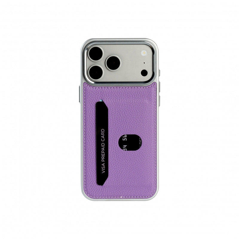 Leather lychee texture card holder Apple phone case