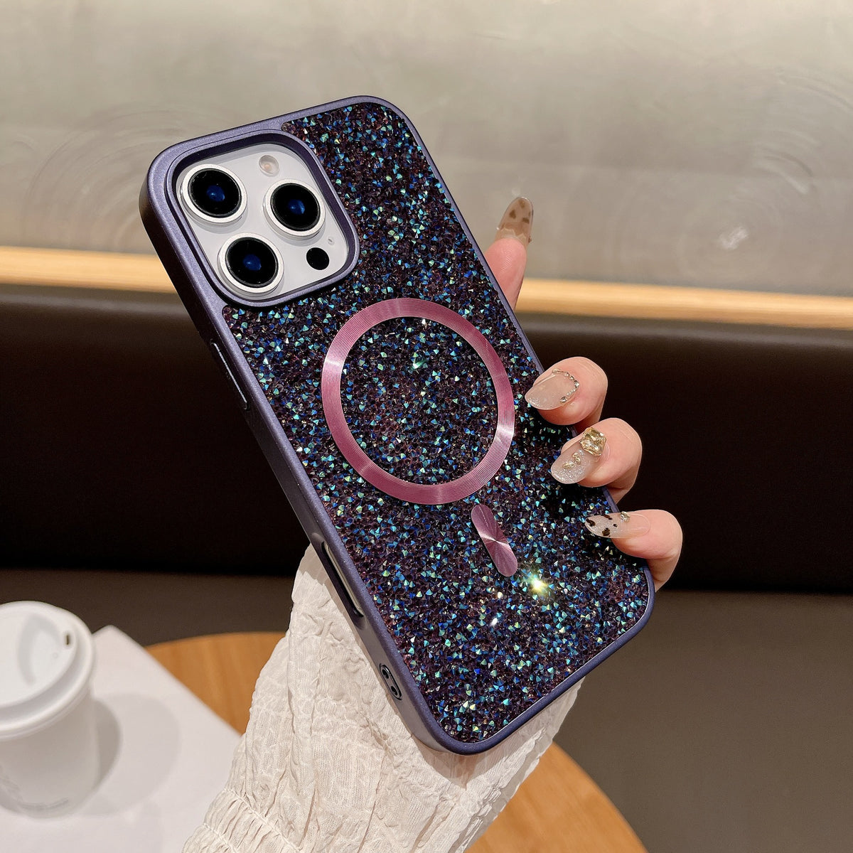 Luxury Glitter Rhinestone Magnetic Apple Phone Case